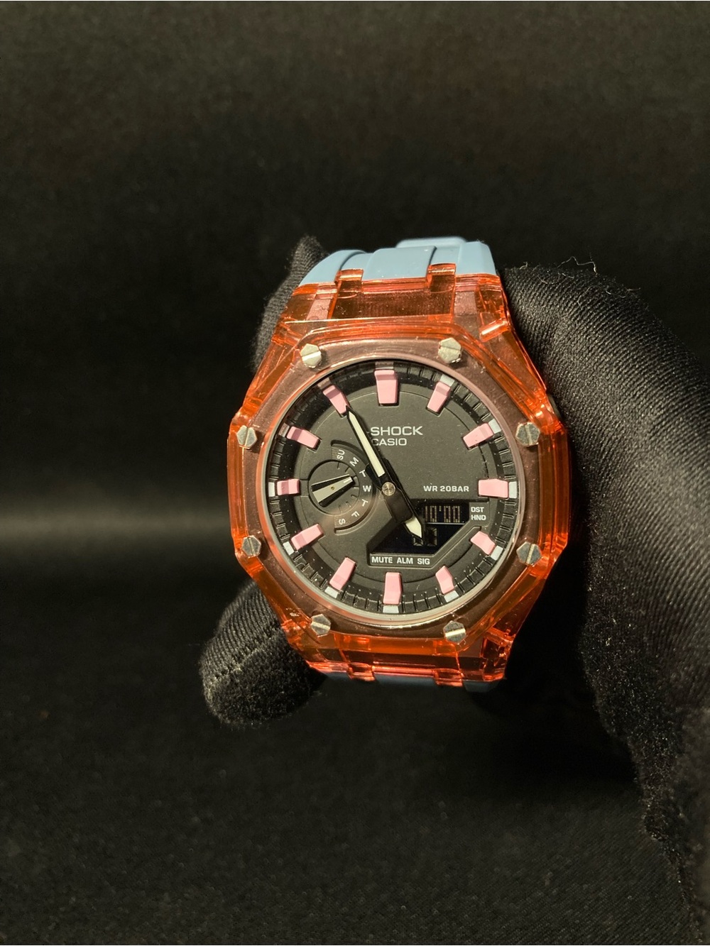 Custom Clear and Pink G Shock Ga2100